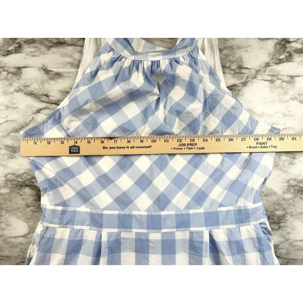 J Crew‎ Gingham Jumpsuit Sleeveless Sz 14 Pockets Cotton Lined Coastal Beach Bow